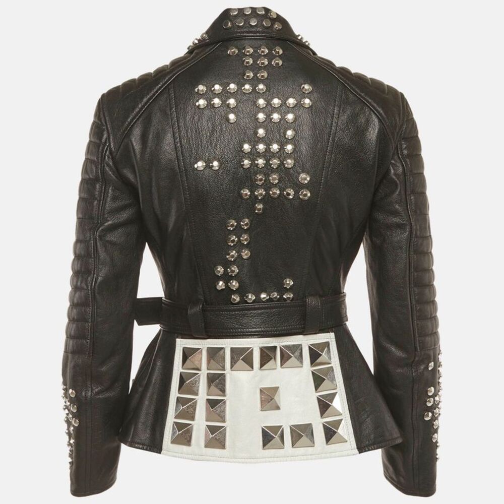 Alexander Mcqueen Black Leather Studded Biker Jacket S - Picture 2 of 6